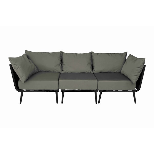 Bfm Seating Cayman Sofa- Black flat rope, Black powder coat aluminum, ganging bracket PHPBLBL-54048 - main