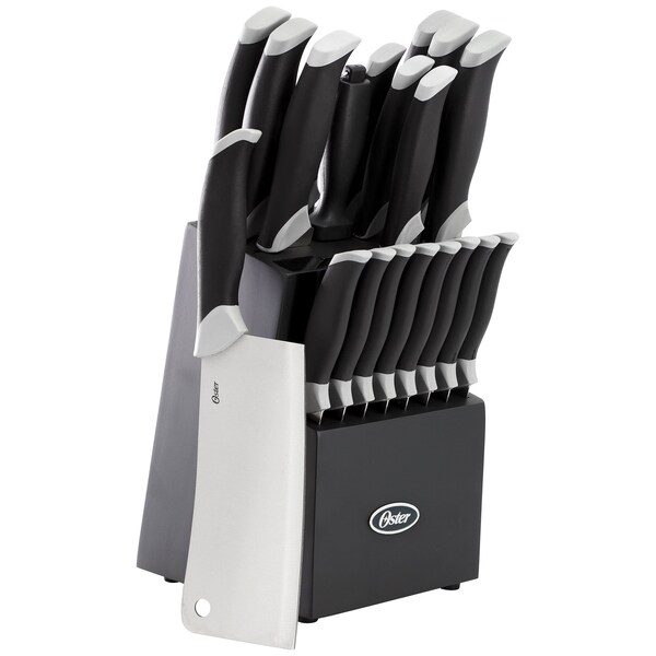 Oster Lindbergh 22 Piece Stainless Steel Cutlery Set with Storage Block in Black 143721.22 - main