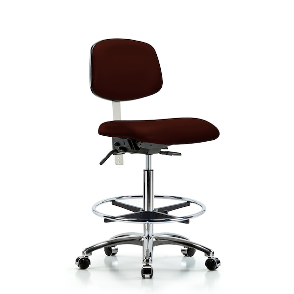Blue Ridge Ergonomics Hi Bench Chair, Vinyl, CF, Cast, Burg, CL100, No Arms, 26" to 35-1/2" Height, Burgundy BR-NCR-VHBCH-CR-T1-A0-CF-CC-8569 - main