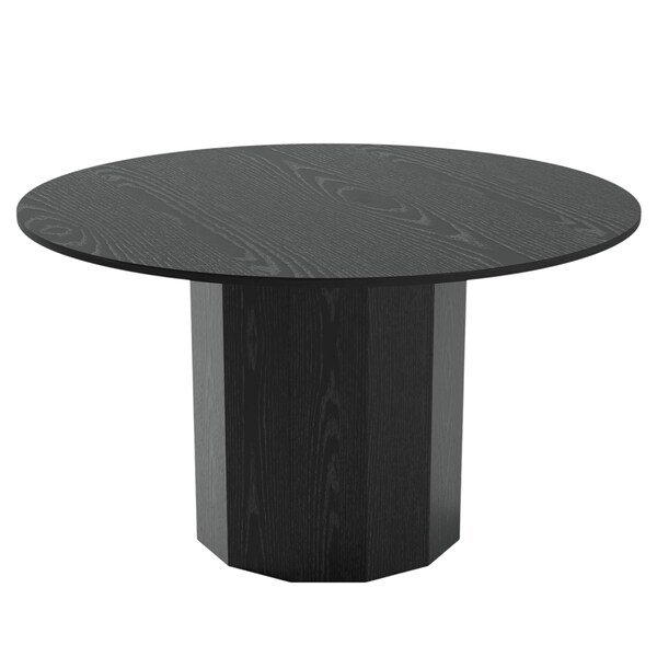 Homeroots 52" Black Solid Wood Pedestal Base Round Top Dining Table 721050 - main