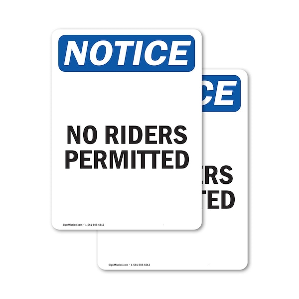 Signmission No Riders Permitted, 7 in W x Rectangle, Vinyl Decal OS-2PACK-NS-D-710-V-14780 - main