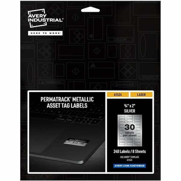 Avery PermaTrack Metallic Asset Tag Lab, PK240 61524 - main