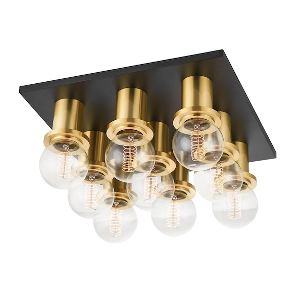Mitzi Brandi 9 Light Flush Mount 28.75 In. Aged Brass/Soft Black H526509-AGB/SBK - main