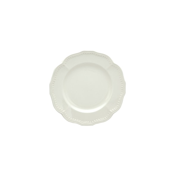 Homeroots White Four Piece Round Scallop Stoneware Service For Four Salad Plate Set 483505 - main