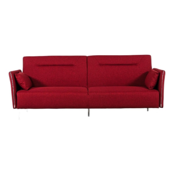 Homeroots 35" Red Fabric Foam Steel And Wood Single Sofa 283890 - main