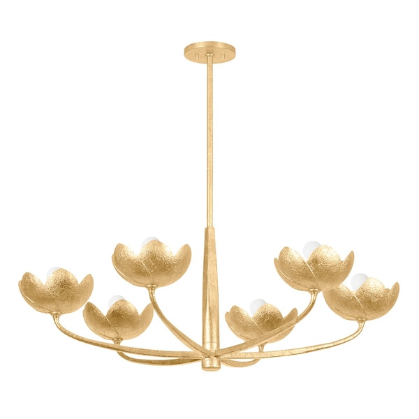 Troy Lighting Arcata 6 Light Chandelier, Vintage Gold Leaf, 39.5 In x 15 In F2040-VGL - main