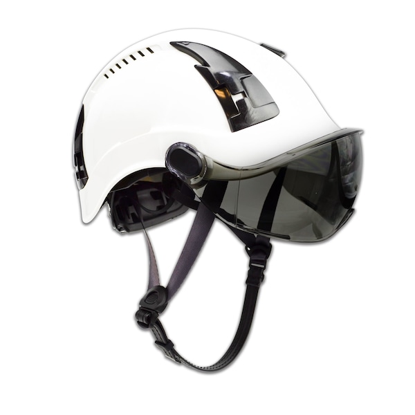 Malta Dynamics Safety Helmet w/Tinted Visor, Acrylonitrile Butadiene Styrene (ABS), Ratchet, White HTW2002 - main