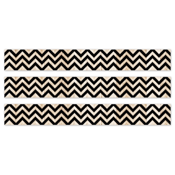 Creative Teaching Press Core Decor Black and Wood Chevron EZ Border, 48 Feet Per Pack, 3PK 10979 - main
