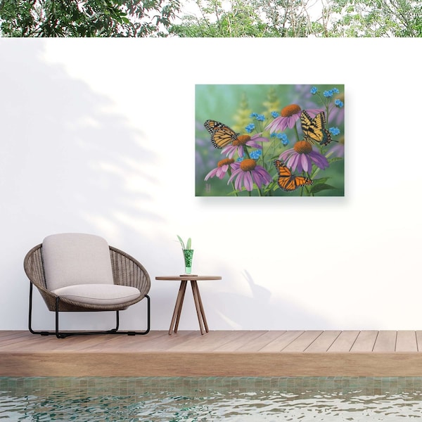 Trademark Fine Art Outdoor Canvas Art Jeff Hoff 'Butterfly Garden' Wall Art for Patios, or Gardens GRL00507-OC2432WR - main