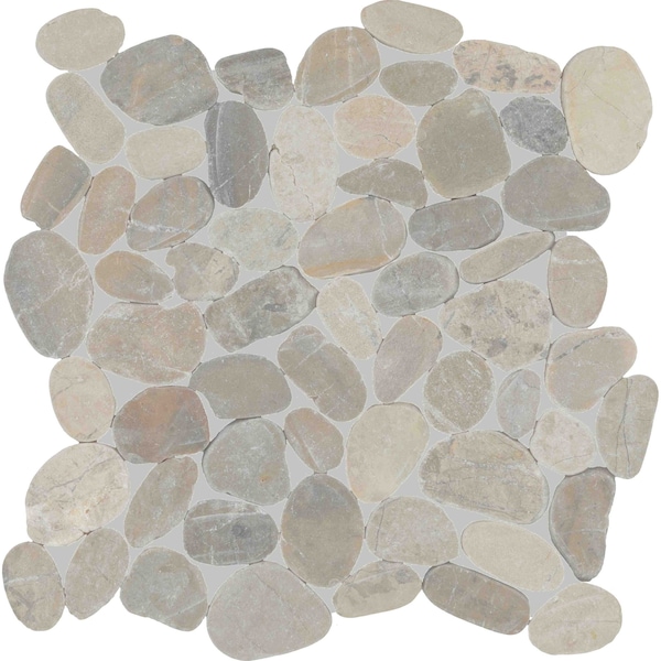 Daltile Pebble Oasis Natural Stone Flat Pebble Mosaic 12in x 12in in Tumbled Coal, 11PK PB19FLTPEBMSTM - main