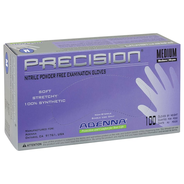 Safety Zone Precision Exam Disposable Gloves, Nitrile, Powder Free, 4 mil, Exam Gloves, Blue, M, Case of 1000 PCS775 - main