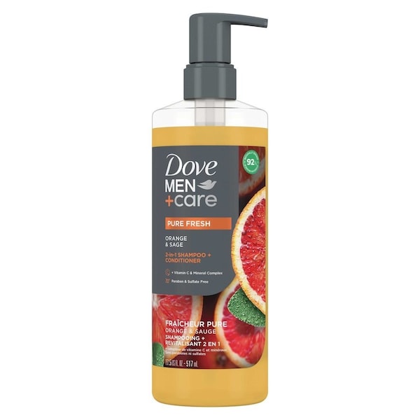 Dove Men+Care Pure Fresh Orange and Sage 2-in-1 Shampoo and Conditioner, 17.5 Ounce, 4PK 69759866 - main