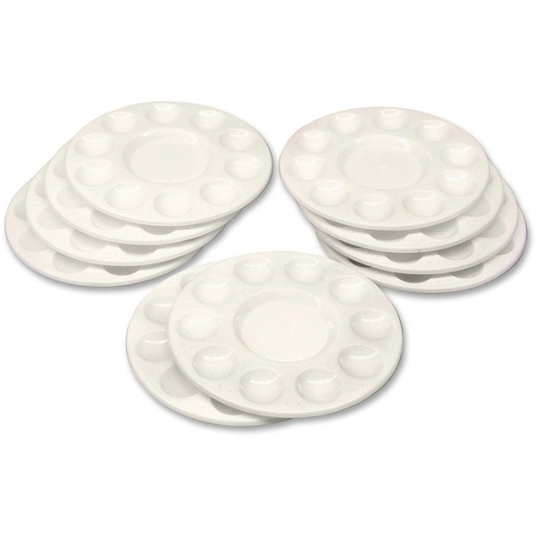 Creativity Street Round Paint Trays, Classroom, White, Plastic, 12PK 5924 - main