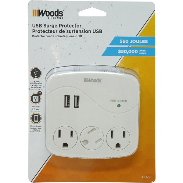 Southwire Outlet Strip, Surge, USB, 3 Outlet(s) 41029 - main