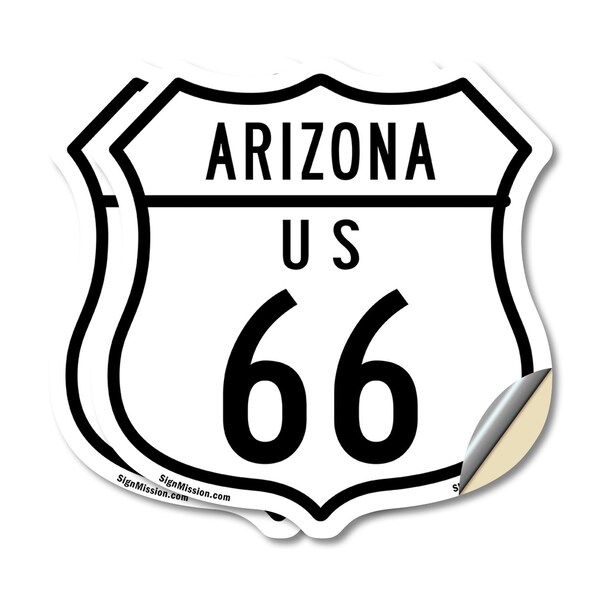 Signmission Arizona Route Marker Shield Sign Us 66, 6 inch X 6 inch, Vinyl Decal, 2PK SHI-D-2PACK-6-360 - main