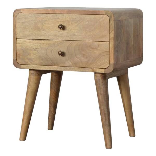 Homeroots 22" Oak Solid Wood Two Drawer Nightstand 722566 - main