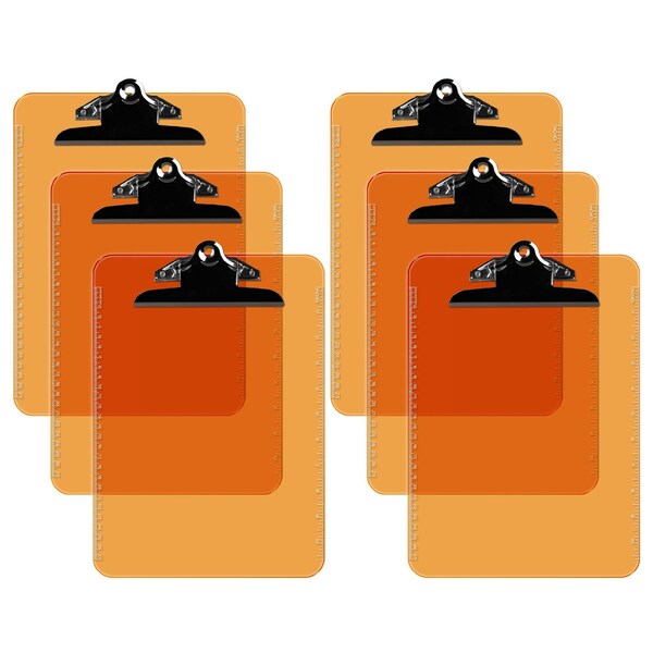 Davis Group Plastic Clipboard, Spring Clip, Transparent Orange, 6PK 4877-19-06 - main