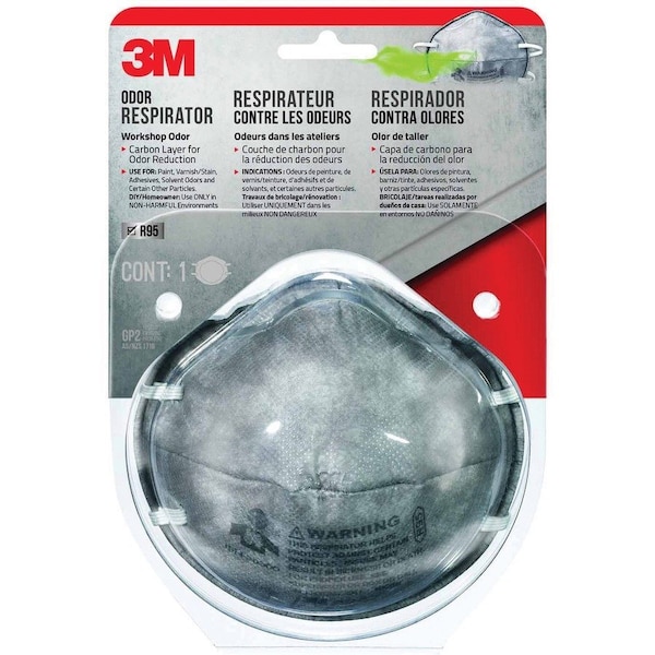 Scotch 3M R95 Workshop Odor 6000-Series Respirator Gray 1 pk 8247H1-DC - main