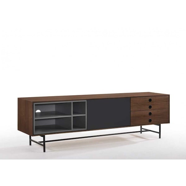 Homeroots 67in Brown Rubberwood Enclosed Storage TV Stand 473293 - main
