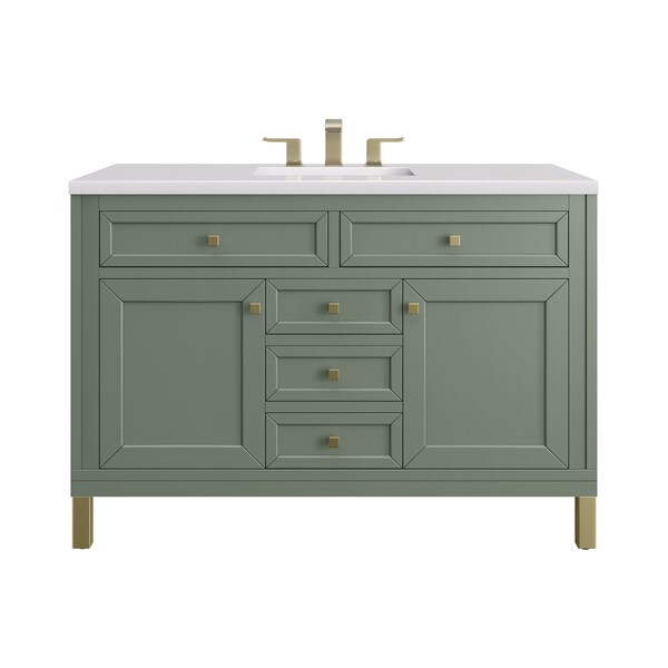 James Martin Vanities Chicago 48 in. Single Vanity, Smokey Celadon, w/ 3 CM White Zeus Silestone Top 503-V48-SC-3WZ - main