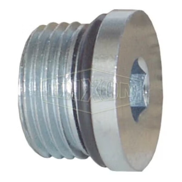 Dixon Hex Head Hollow Pipe Plug, 1-5/8-12 Nominal, Male SAE O-Ring Boss, Steel, Domestic 6408HHP-20 - main