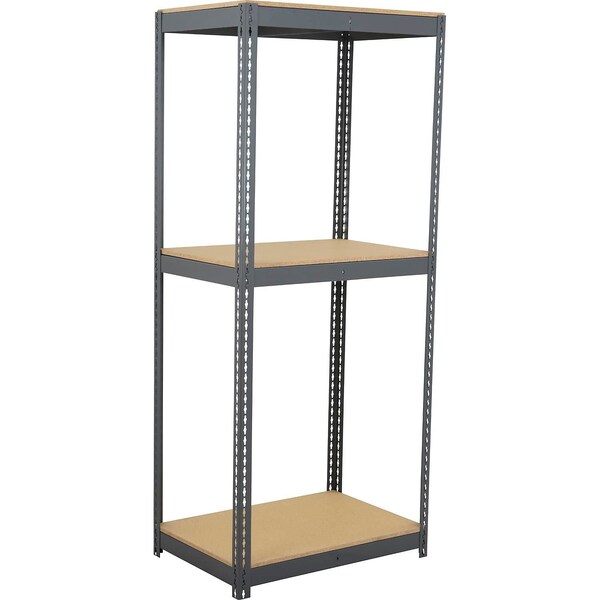 Global Industrial 3 Shelf, Heavy Duty Boltless Shelving, Starter, 48"W x 12"D x 84"H, Wood Deck 785558GY - main