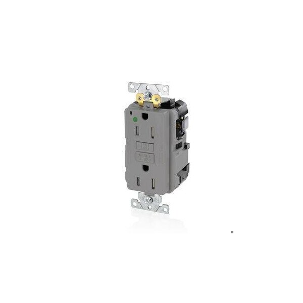 Leviton Lev-Lok GFCI 15A TR HG/PI Gray MGFT1-HGG - main