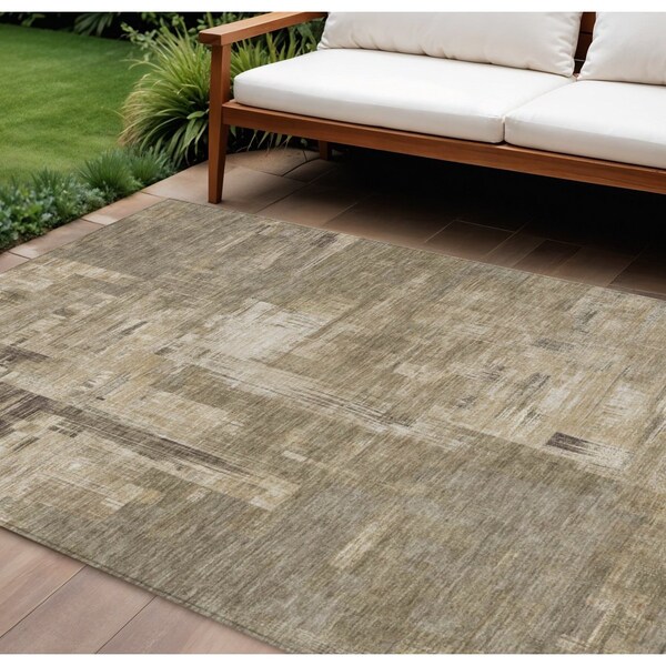 Homeroots 9' X 12' Brown And Beige Abstract Washable Indoor Outdoor Area Rug 609212 - main