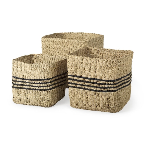 Homeroots 19" Gray Water Hyacinth Basket 609424 - main