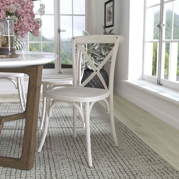 Flash Furniture Advantage White Resin X-Back Chair, PK2 RESXB-WHITE-2 - main