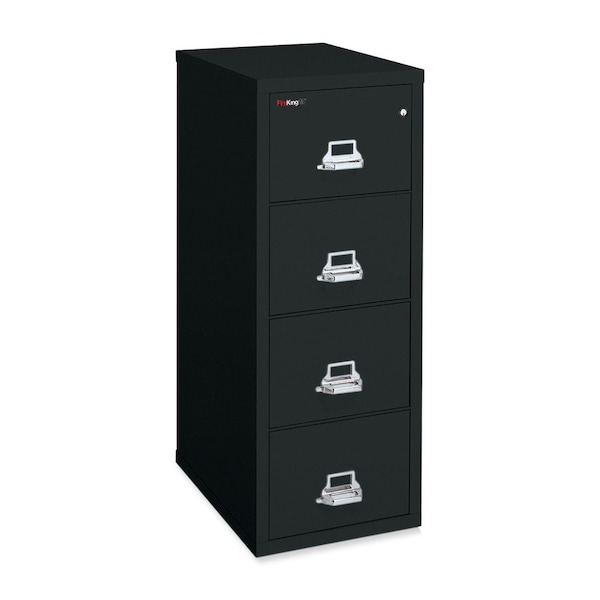 Fire King Fireking Fireproof 4 Drawer Vertical File Cabinet - Letter Size 18"W x 25"D x 53"H - Black 4-1825CBL - main