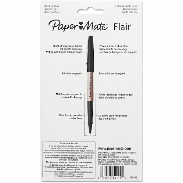 Paper Mate Flair Porous Point Stick Liquid Pen, 8PK 1927694 - main