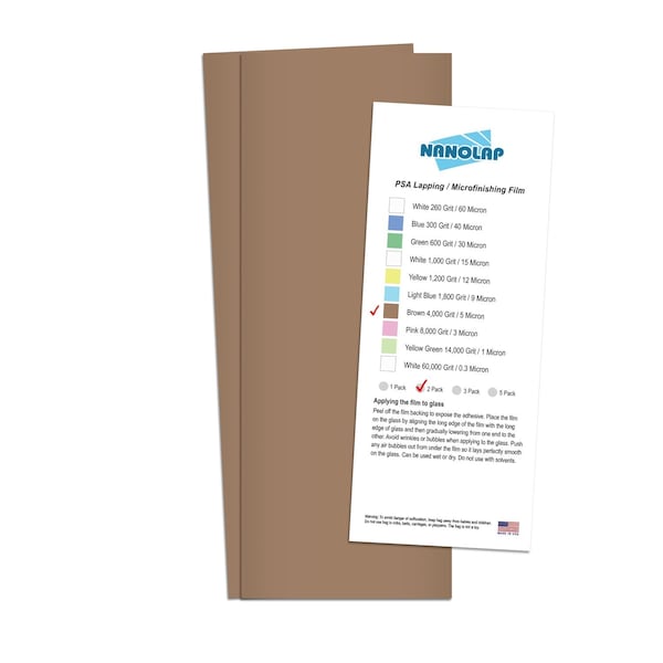 Nanolap PSA Lapping Film, 2 Pc 5 Micron (4,000 Grit), 4-0.25 in x 11 in Microfinishing Fine Sanding Paper 61561N - main