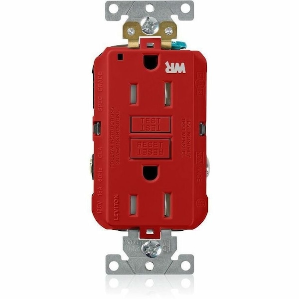 Leviton SmartlockPro GFCI 15A WR/TR/PI Red G5262-WTR - main