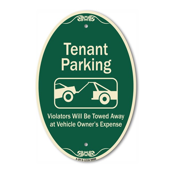 Signmission Tenant Parking Violators Towed Away With Grap, 12 In X 18 In Architectural, Heavy Gauge Aluminum A-OV-G-1218-9880 - main