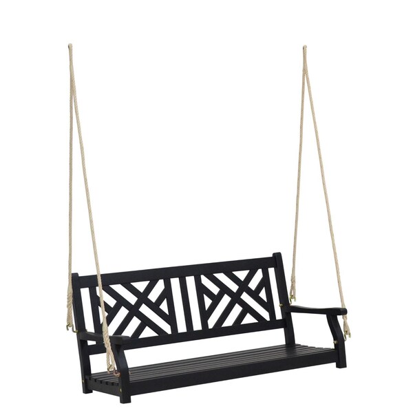 Living Accents 2 Person Black Wood Porch Swing K020-40V0 - main
