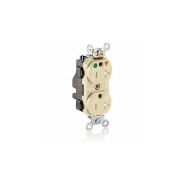 Leviton Lev-Lok Hospital Grade Tamper Resistant Duplex Receptacle, 20 Amp, 125 Volt MT830-IGI - main
