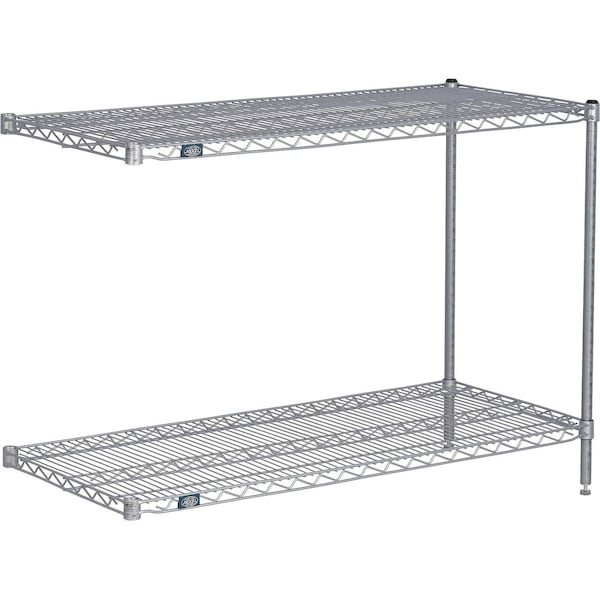Global Industrial Nexel 2 Shelf, Nexelate Silver Epoxy Wire Shelving Unit, Add On, 48"W x 36"D x 34"H B3151873 - main