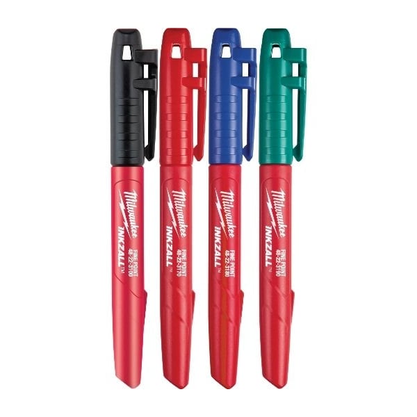 Milwaukee Tool InkIndustMarker, Black/Blue/Green/Red 48-22-3106 - main