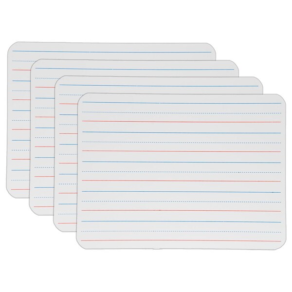 Flipside Two-Sided Dry Erase Board, Plain/Red & Blue Ruled, 9in. x 12in., 4PK ER10034-4 - main