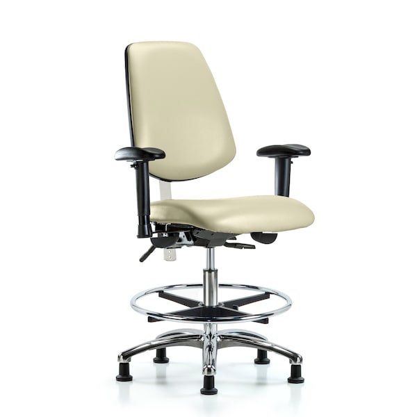 Blue Ridge Ergonomics Clean Room Chair Vin Med Ben Chair, Med, Bk, Wht, CL100, Adjustable Arms, 22" to 29" Height, Vinyl BR-NCR-VMBCH-MB-CR-T0-A1-CF-RG-8501 - main