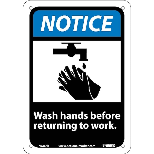 Nmc Notice Wash Hands Before Returning To Work Sign, NGA7R NGA7R - main