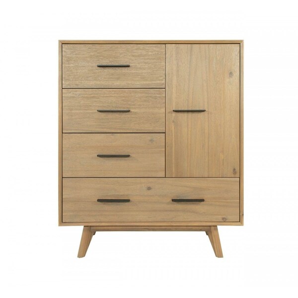 Homeroots 39" Walnut Solid Wood Four Drawer Gentlemans Chest 473078 - main