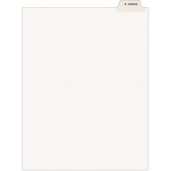 Avery Dennison Avery, Avery-Style Preprinted Legal Bottom Tab Divider, Exhibit K, Letter, White, 25/pk 11950 - main
