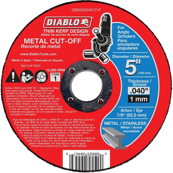 Diablo Type 1 5'' x 0.040'' x 7/8'' Metal Cut-Off Wheel DBD050040101F - main