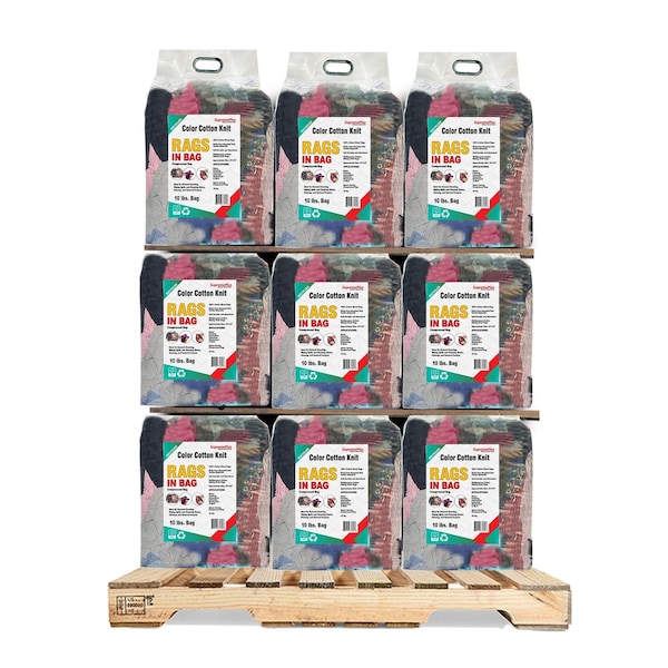 Supremeplus Recycled Color Knit T-Shirt Cleaning Rags, 960 lbs. Pallet, 96 x 10 lbs. Bags, 96PK SP-8230 - main