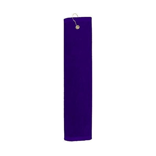 Towelsoft Premium 16 inch x 26 inch Velour Golf Towel with Tri-fold Hook & Grommet Placement-Purple Golf-GV1201TR-PPL - main
