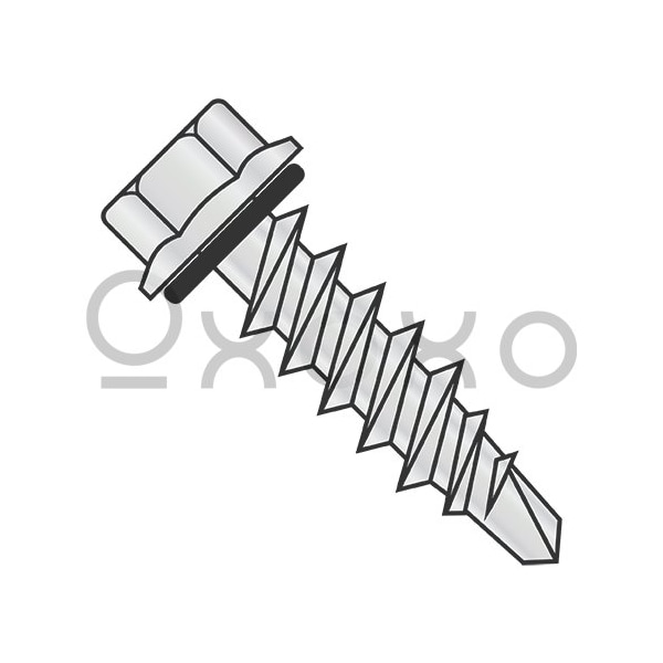Oxoxo 1/4-14X7/8 Hex Flange Self Drill #1PT Rubber Washer Full Thrd ZincBake 1000hours Salt Spray, 1000PK 581936 - main