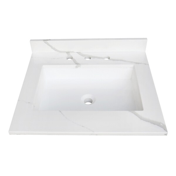 Kingston Brass 25-Inch Solid Surface Vanity Top, 8" Faucet Drillings KVPB2522L38SQ - main