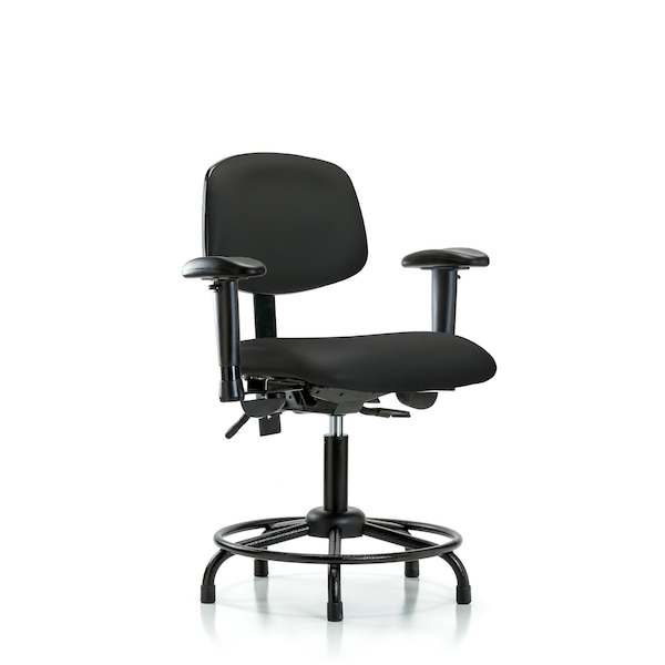 Blue Ridge Ergonomics Desk Chair Desk Chair, Vinyl, Chr Tilt Casters, Papr, Adjustable Arms, 18" to 23" Height, Vinyl, Black BR-VDHCH-RT-T1-A1-RG-8540 - main